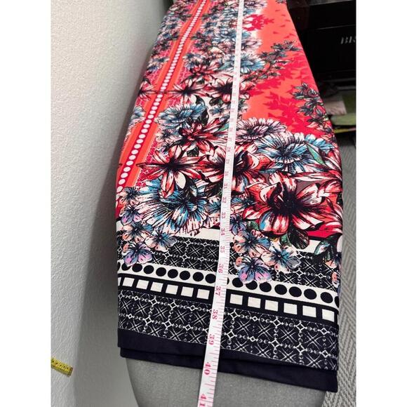 John Paul Richard Red Floral Print Polka Dot Maxi Skirt Womens Large  Brunch - Picture 6 of 9